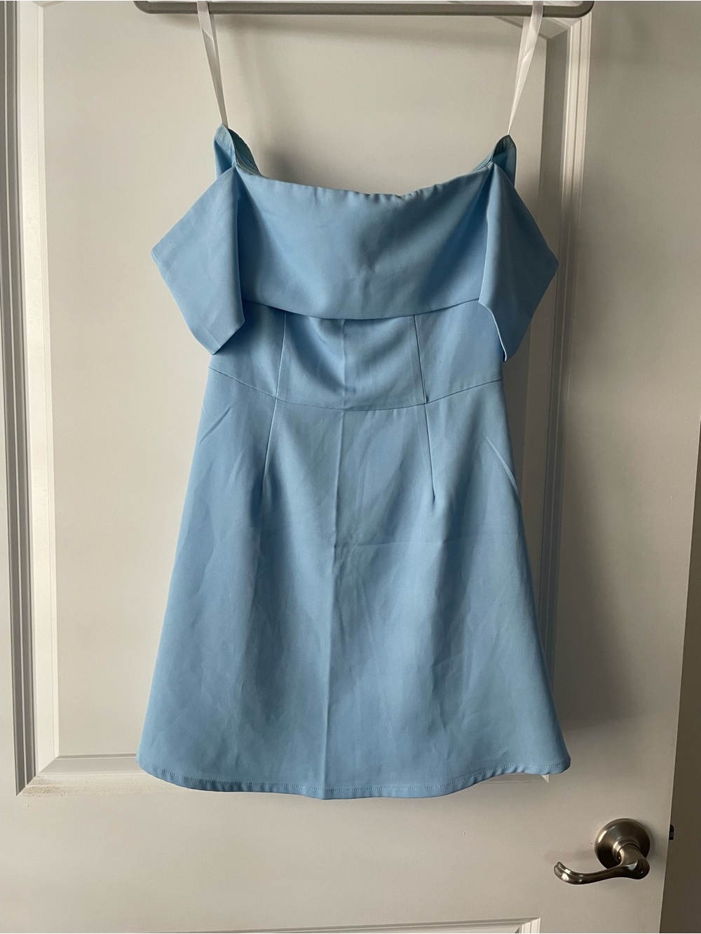 by the way. Light Blue Off-Shoulder Mini Dress